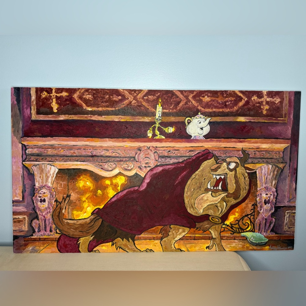 Beauty & the Beast Hand-Painted “Beast” Large Oil Painting